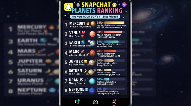 Snapchat Planets Ranking Chart